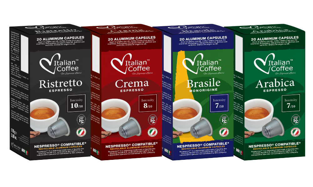 ITALIAN COFFEE Aluminum pods compatible with Nespresso